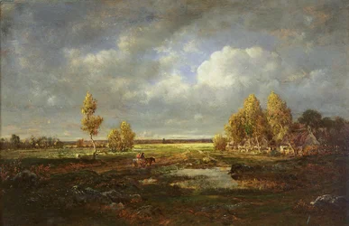El estanque cerca del camino, granja en Le Berry, c.1845-48